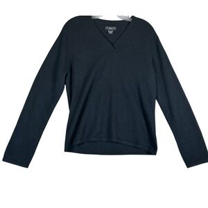 Madison Studio Black 100% Cashmere V Neck Long Sleeve Sweater Women's Size L